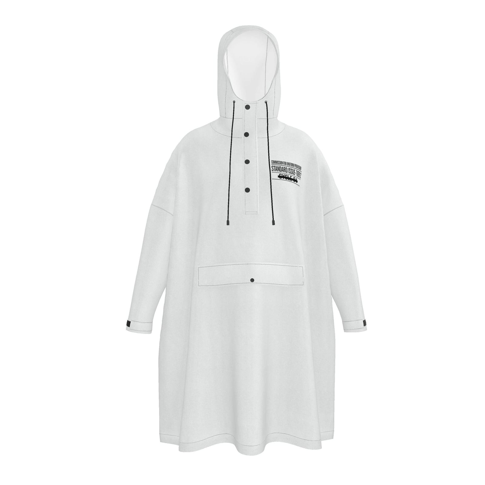 the poncho. rain poncho. the object in question.