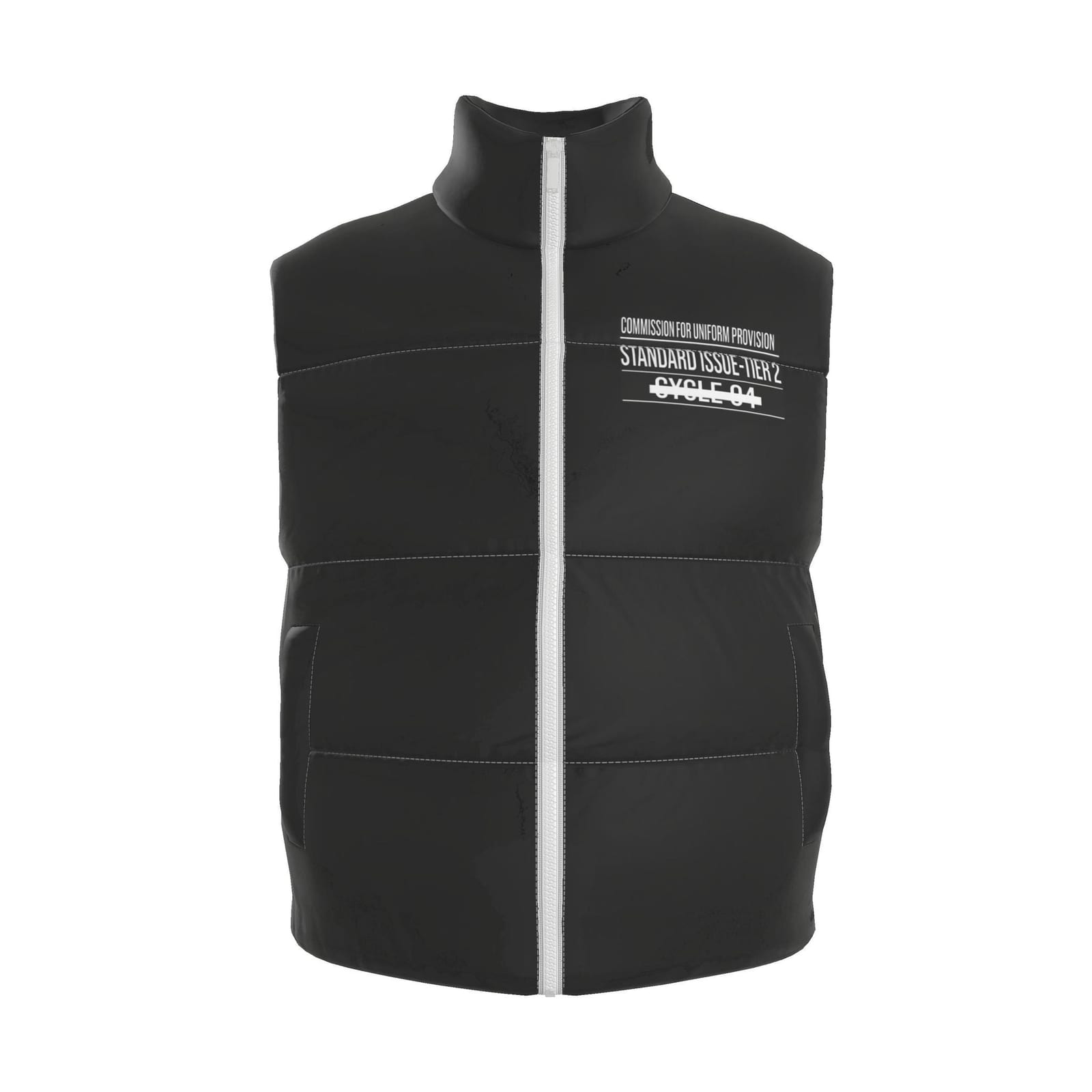 the vest. puffer vest. the object in question.